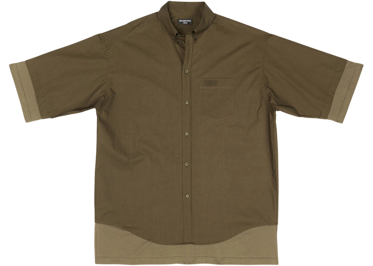 Balenciaga BB Icon Layered Short-sleeve Large Fit Shirt Dark Green - vue 360