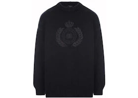 Balenciaga BB Laurel Crown Logo Crewneck Knitted Sweater Black - vue 360