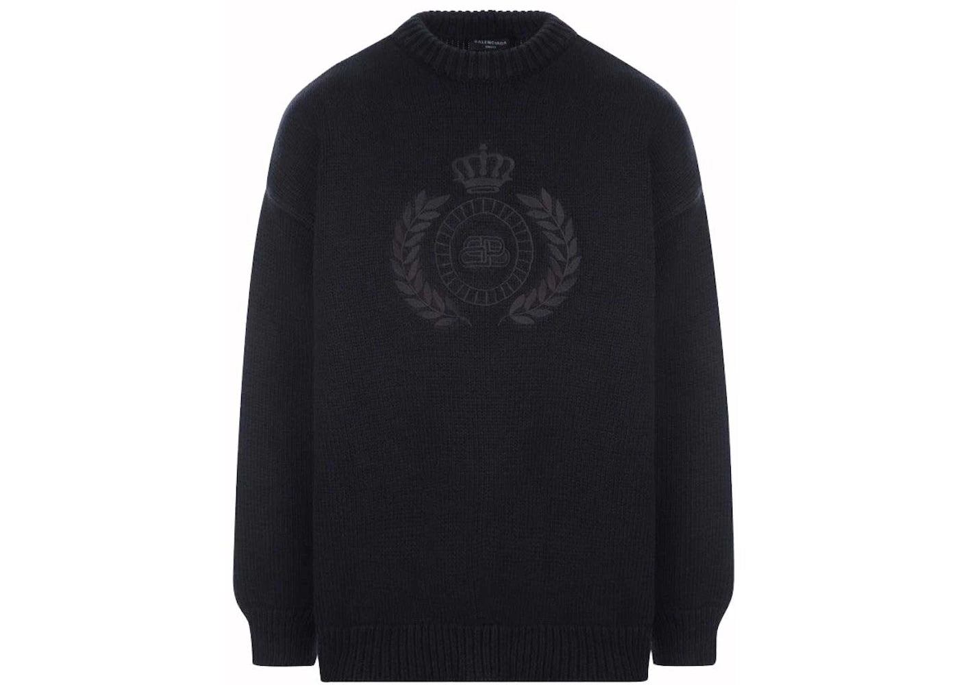 Balenciaga BB Laurel Crown Logo Crewneck Knitted Sweater Black - vue secondaire A