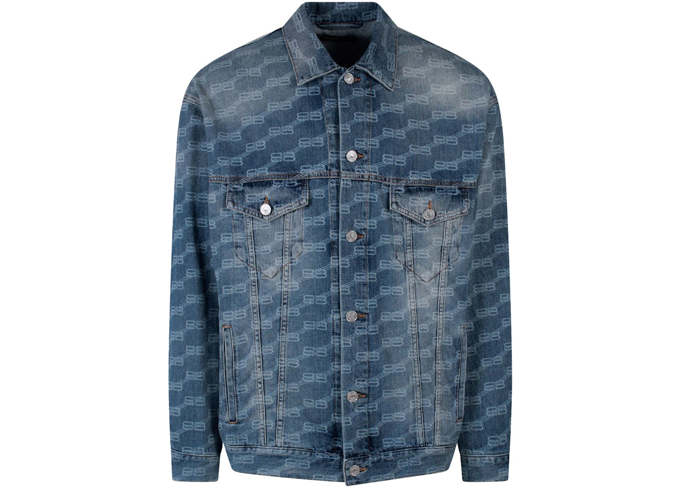 Balenciaga BB Monogram Denim Jacket Blue - vue 360