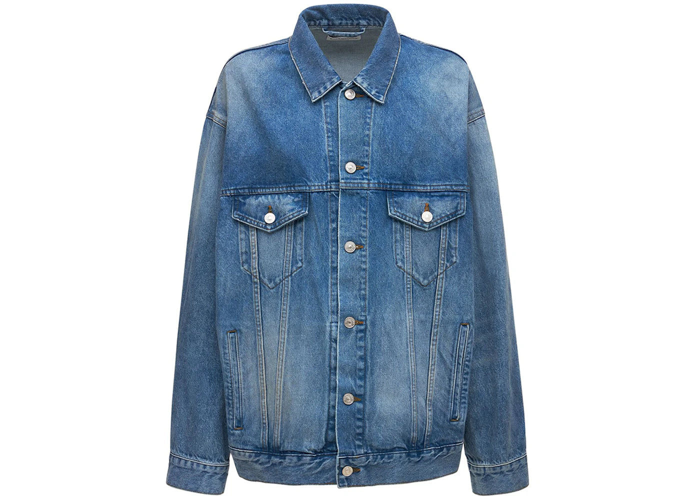 Balenciaga BB Sprayed Large Fit Denim Jacket Electric Blue/Fuchsia - vue secondaire B
