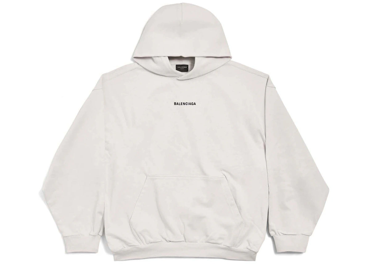 Balenciaga Back Logo Hoodie Off White - vue 360