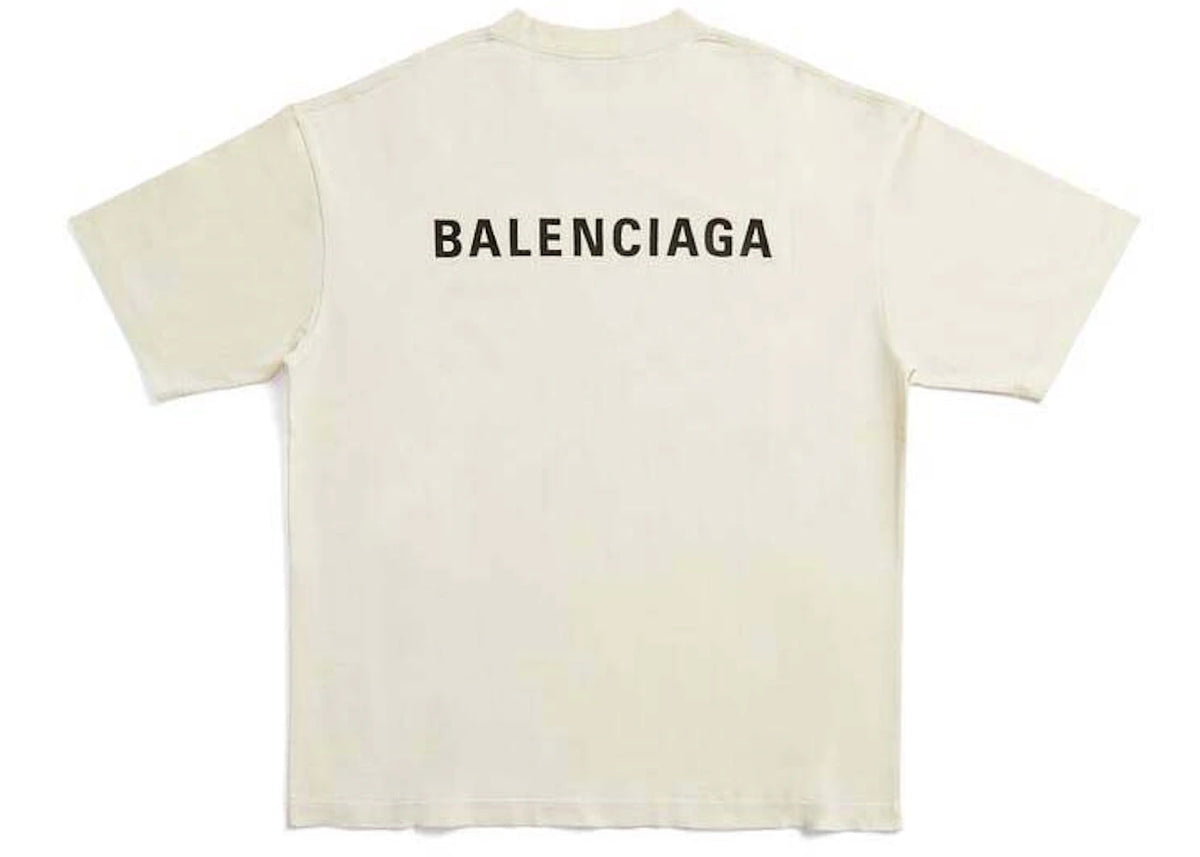 Balenciaga Back Logo Medium Fit T-shirt Cream - vue secondaire B