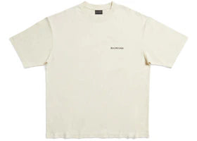 Balenciaga Back Logo Medium Fit T-shirt Cream - vue 360