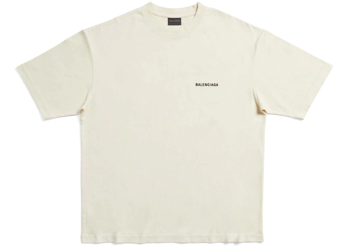 Balenciaga Back Logo Medium Fit T-shirt Cream - vue secondaire A