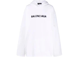 Balenciaga Blurry Logo Print Hoodie White