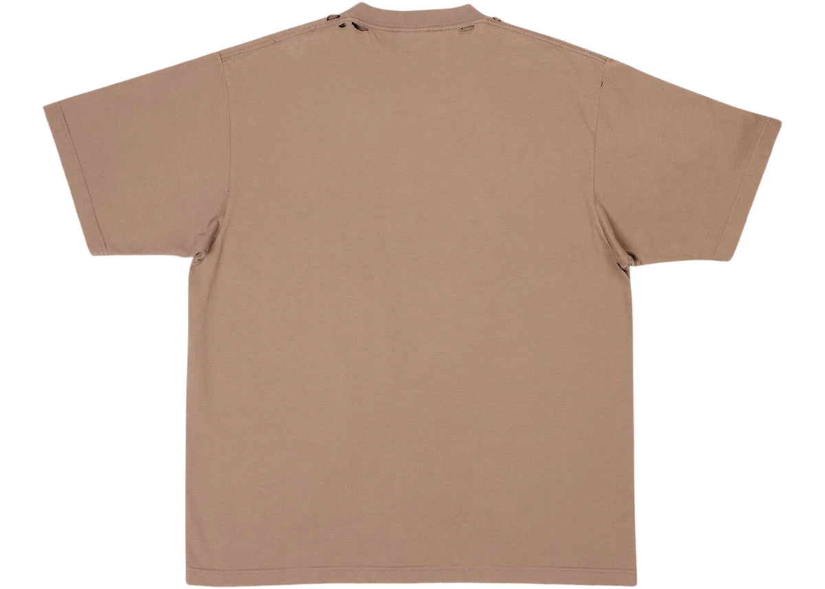 Balenciaga Caps Boxy Fit Vintage Jersey T-shirt Light Brown/Black - vue secondaire B