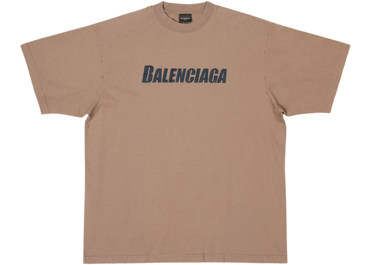 Balenciaga Caps Boxy Fit Vintage Jersey T-shirt Light Brown/Black - vue secondaire A