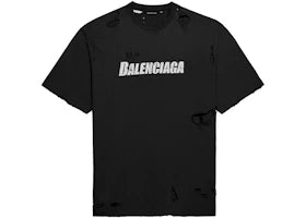 Balenciaga Caps Destroyed Flatground T-shirt Black