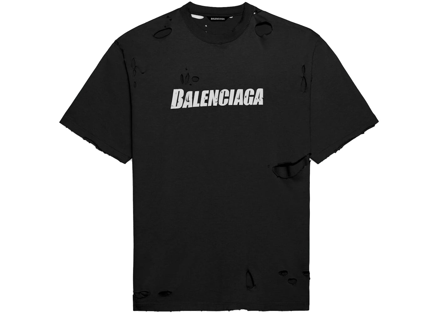 Balenciaga Caps Destroyed Flatground T-shirt Black - vue secondaire A