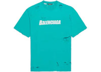 Balenciaga Caps Destroyed Flatground T-shirt Navy/White