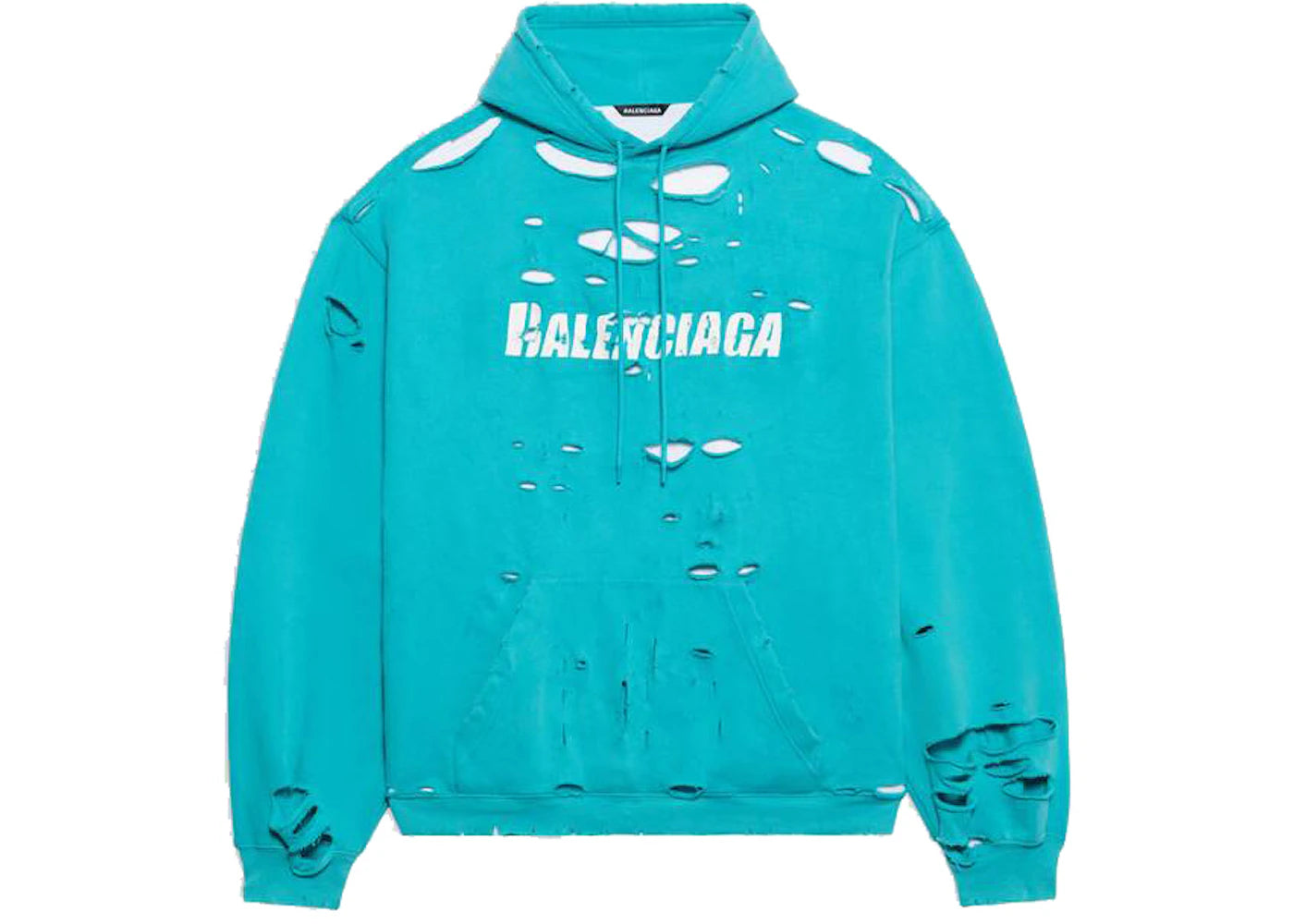 Balenciaga Caps Destroyed Hoodie Navy/White - vue 360