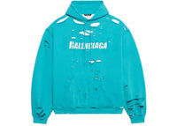Balenciaga Caps Destroyed Hoodie Navy/White