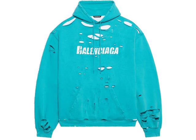 Balenciaga Caps Destroyed Hoodie Navy/White