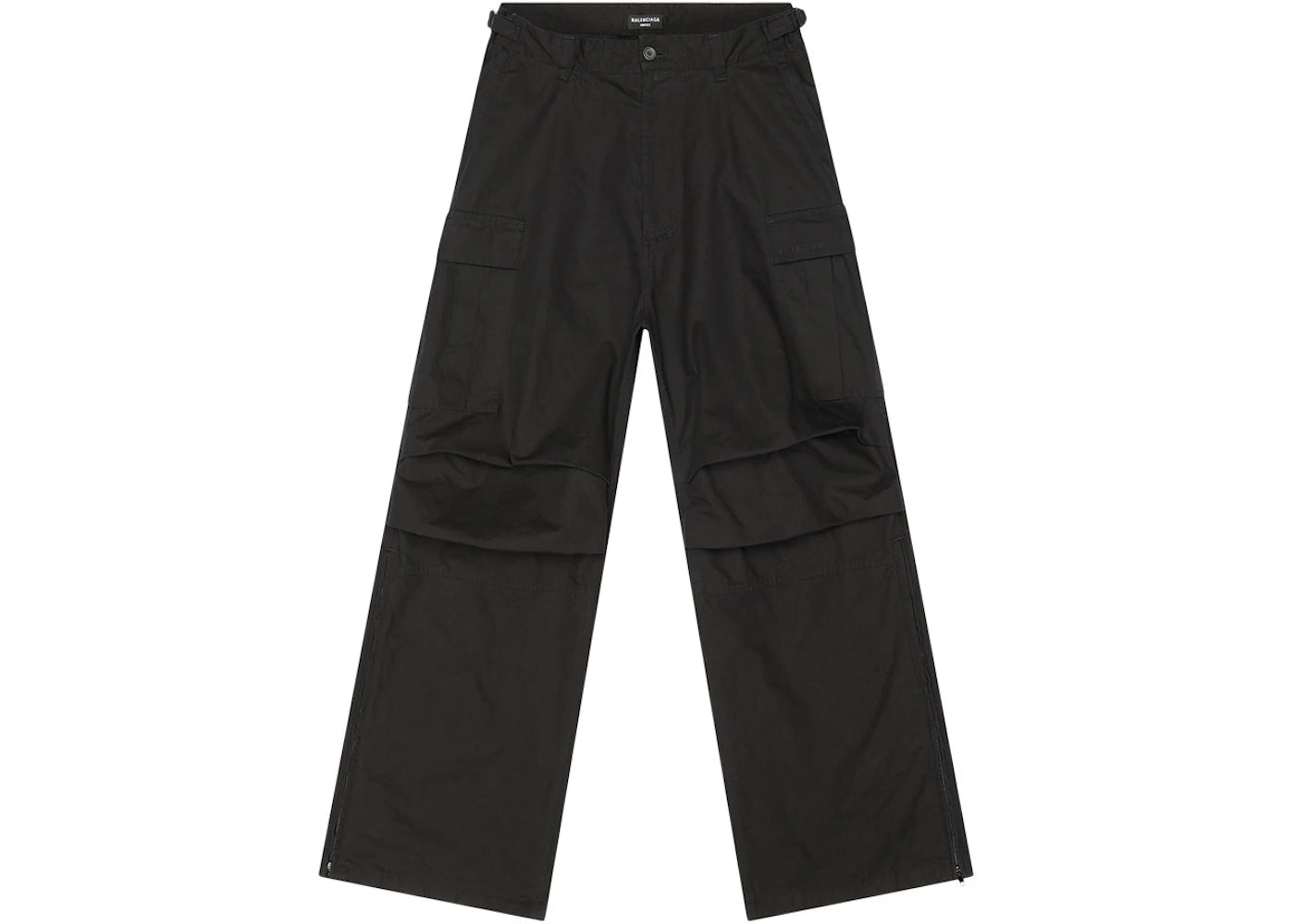 Balenciaga Cotton Ripstop Pulled Cargo Large Fit Pants Black - vue secondaire A