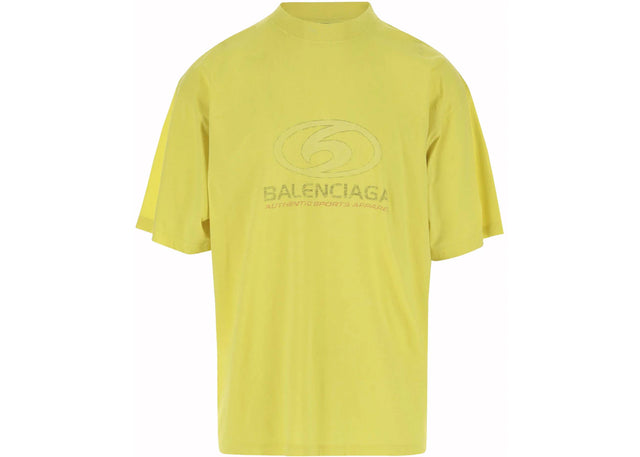 Balenciaga Cotton Surfer Logo T-Shirt Yellow