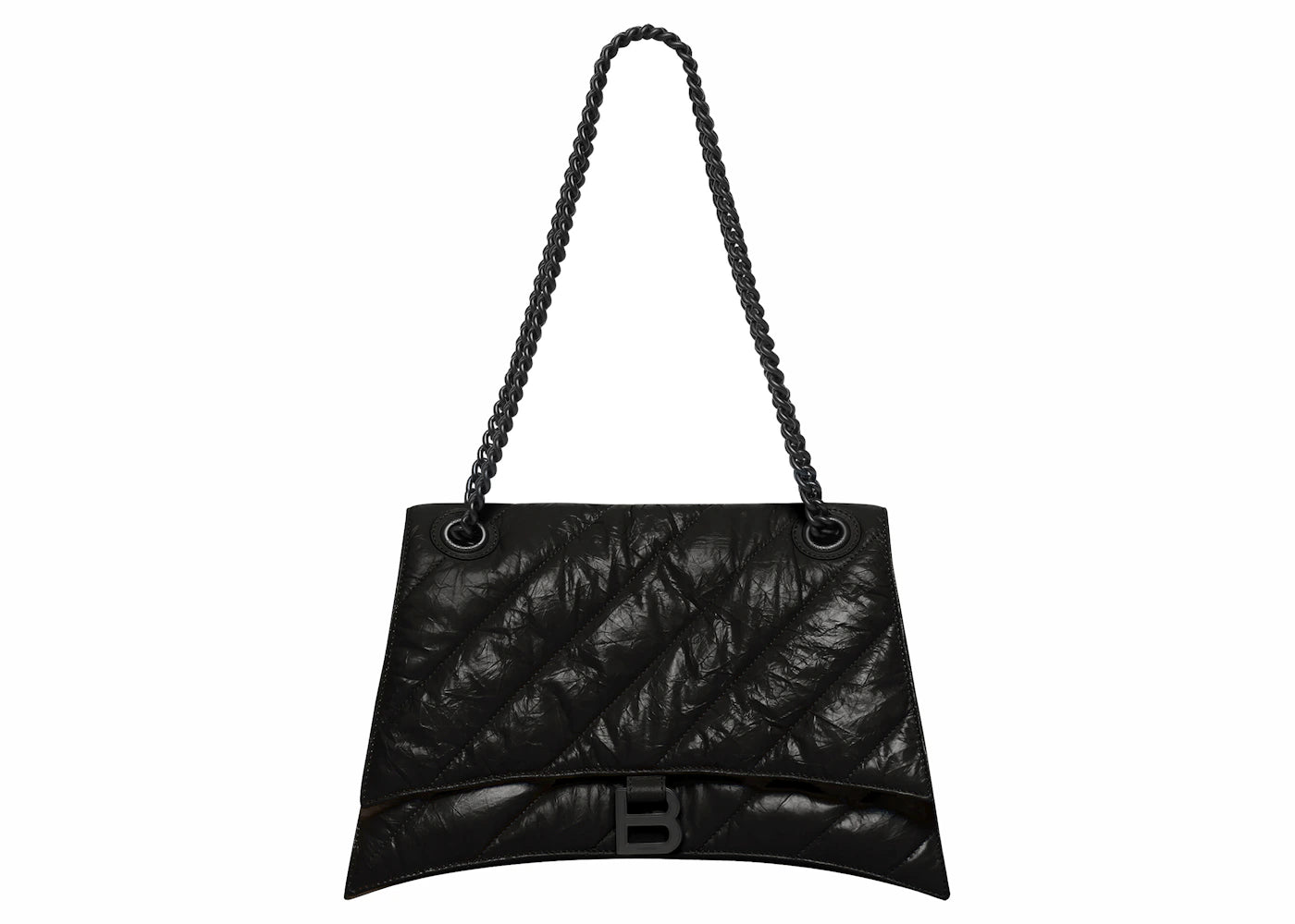 Balenciaga Crush Medium Chain Quilted Bag Black - vue secondaire A