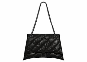 Balenciaga Crush Medium Chain Quilted Bag Black - vue 360
