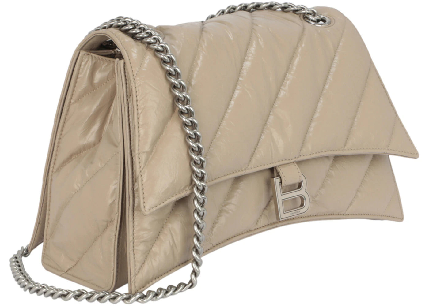 Balenciaga Crush Quilted Chain Shoulder Bag Taupe - vue secondaire B