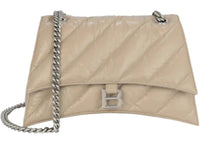 Balenciaga Crush Quilted Chain Shoulder Bag Taupe