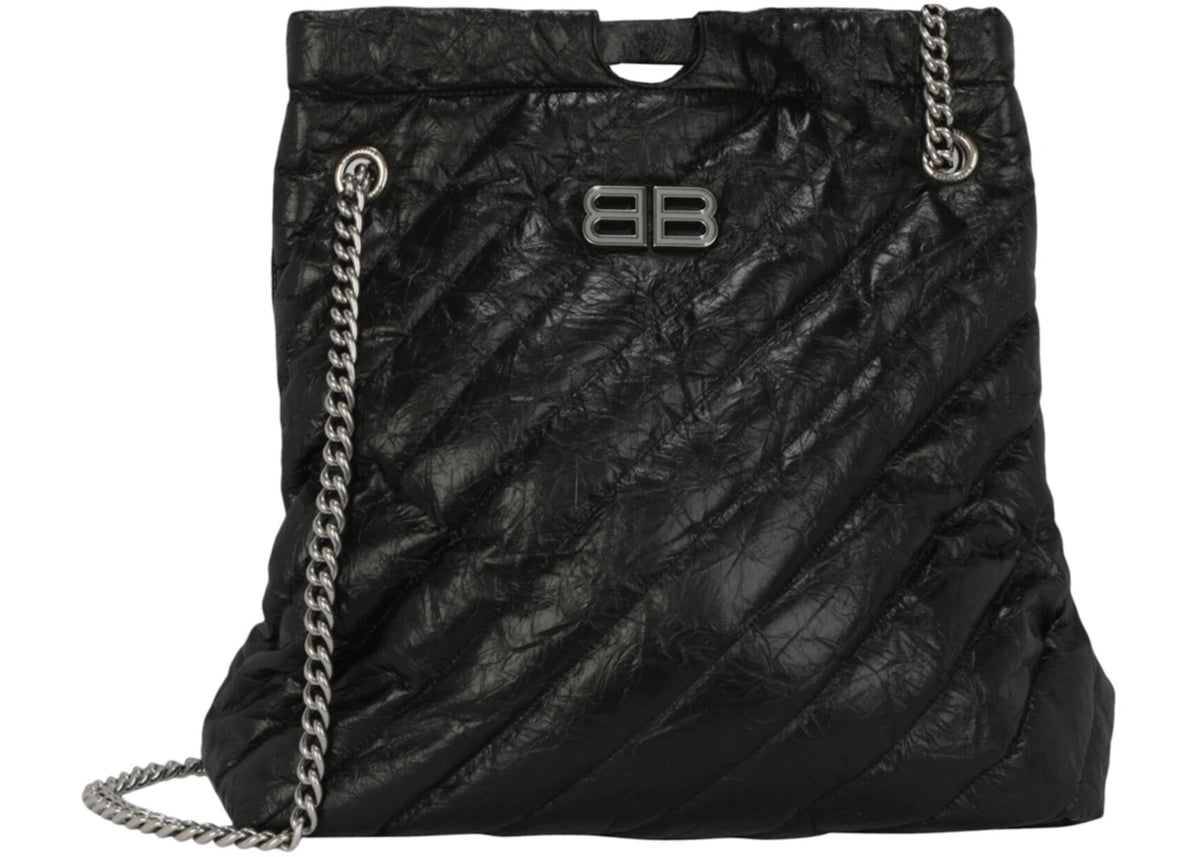 Balenciaga Crush Quilted Medium Tote Black - vue 360