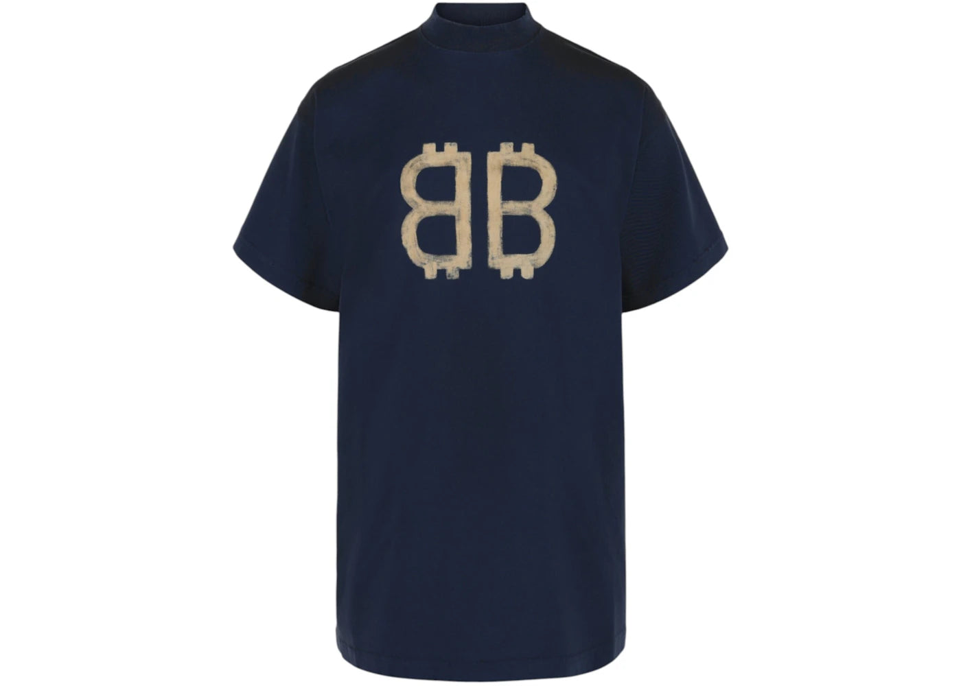 Balenciaga Crypto-Print Vintage Cotton T-Shirt Washed Blue - vue 360