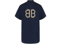 Balenciaga Crypto-Print Vintage Cotton T-Shirt Washed Blue