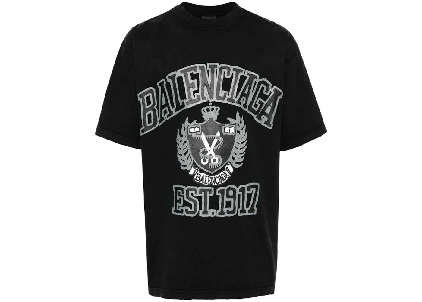 Balenciaga DIY College Medium Fit Tee Black White - vue 360