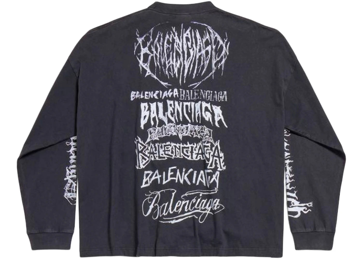 Balenciaga DIY Metal Longsleeve Medium Fit T-Shirt Black/White - vue secondaire B