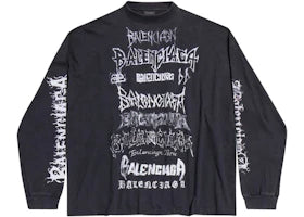 Balenciaga DIY Metal Longsleeve Medium Fit T-Shirt Black/White - vue 360