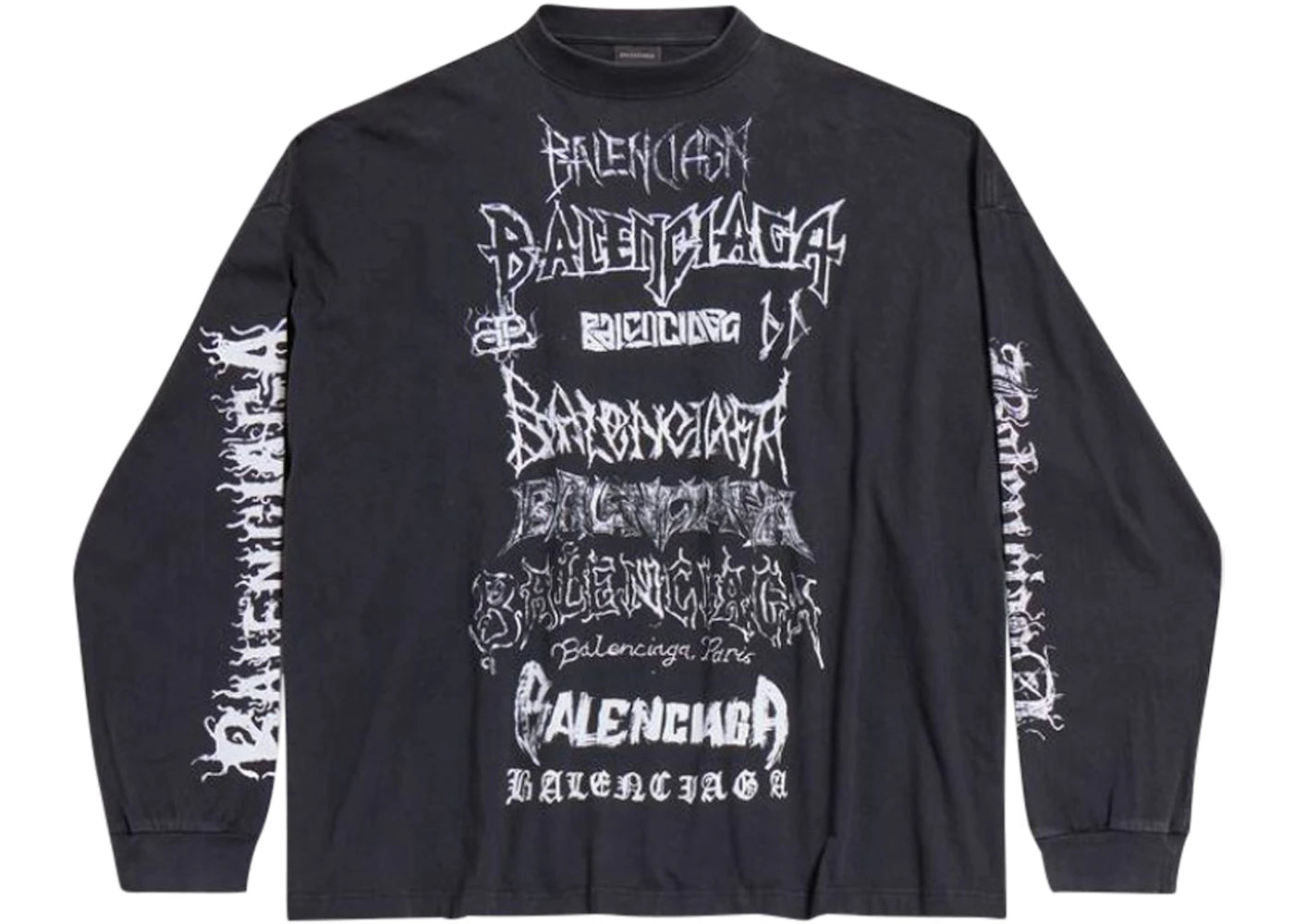 Balenciaga DIY Metal Longsleeve Medium Fit T-Shirt Black/White - vue secondaire A