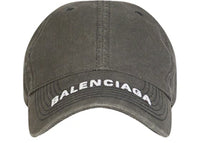 Balenciaga Denim Logo Baseball Velcro Tab Cap Black/White