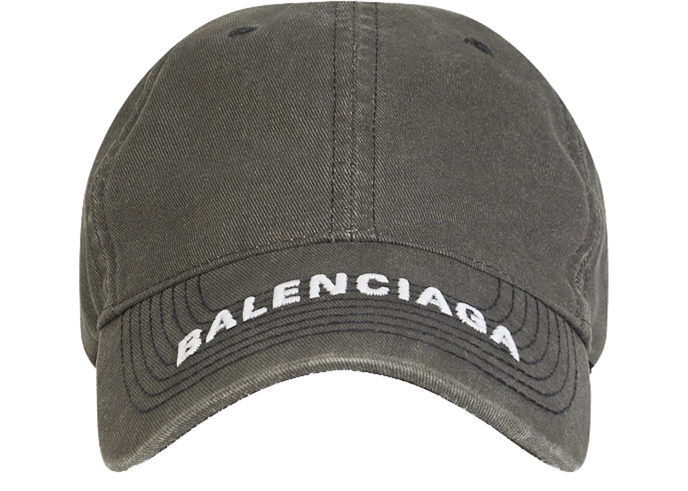 Balenciaga Denim Logo Baseball Velcro Tab Cap Black/White - vue secondaire A