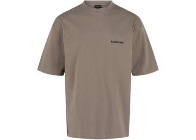 Balenciaga Embroidered Crewneck T-Shirt Taupe Black
