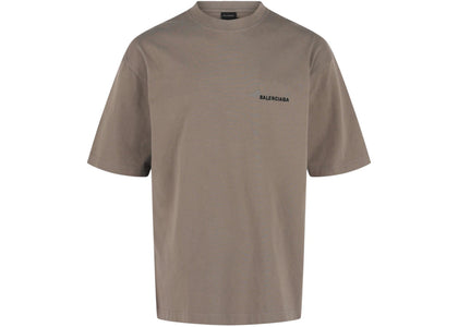 Balenciaga Embroidered Crewneck T-Shirt Taupe Black - authentic Balenciaga apparel