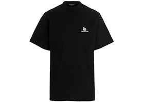 Balenciaga Embroidered Double B Logo T-Shirt Black/White
