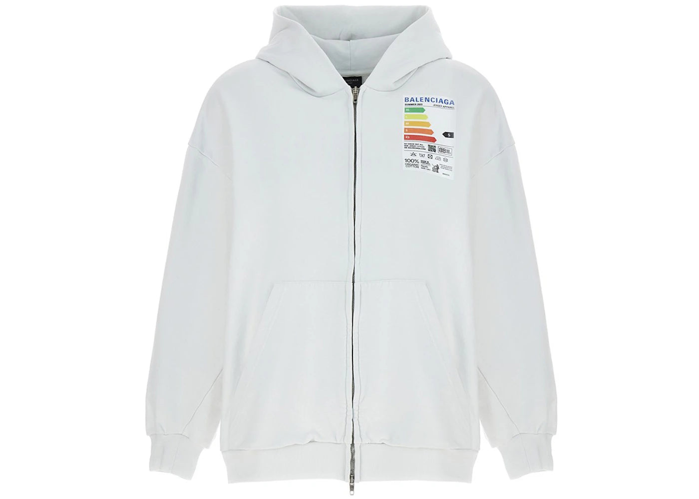 Balenciaga Energy Patched Jersey Oversized Hoodie White - vue secondaire A