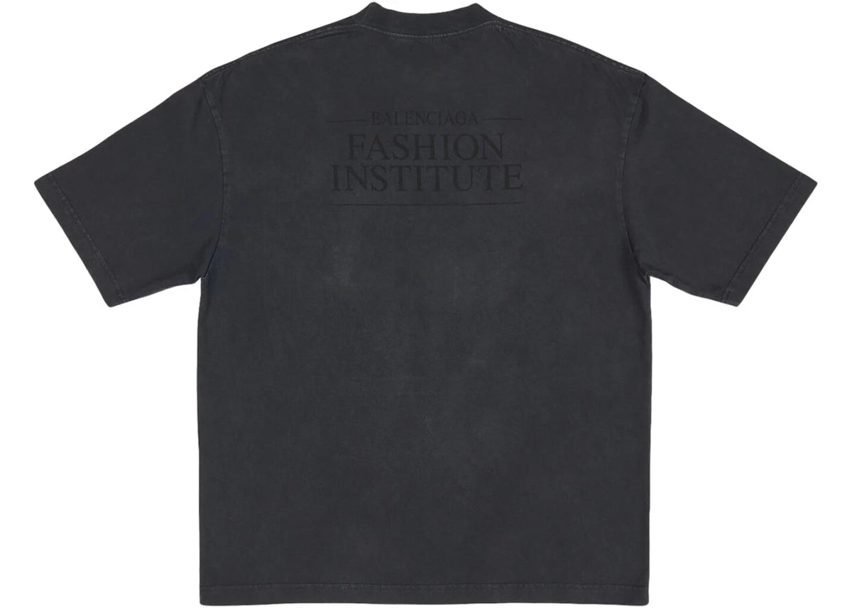 Balenciaga Fashion Institute Medium Fit T-shirt Washed Black - vue secondaire A