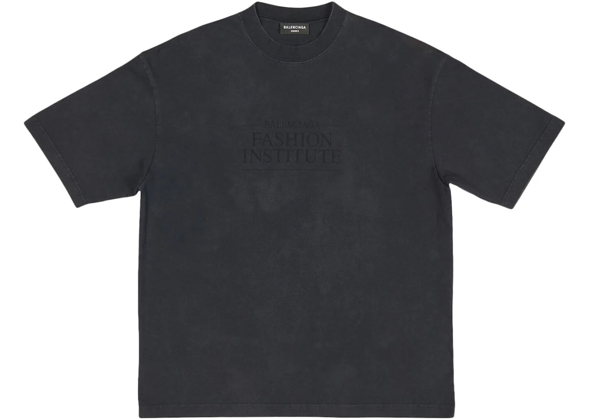 Balenciaga Fashion Institute Medium Fit T-shirt Washed Black - vue 360