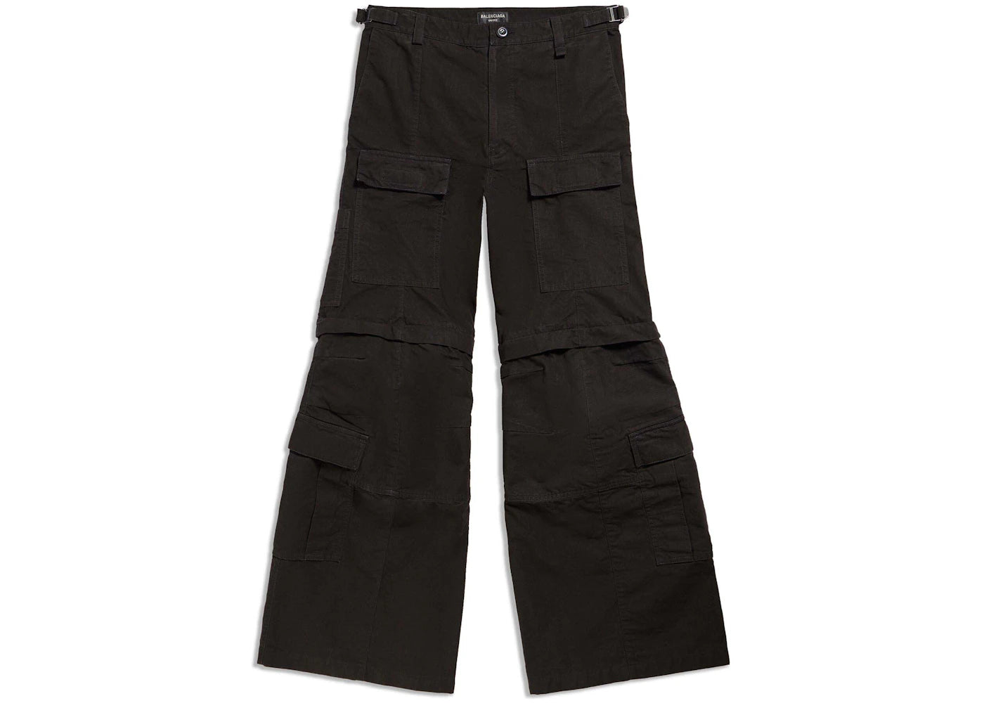 Balenciaga Flared Cargo Trousers in Black Black - vue secondaire A