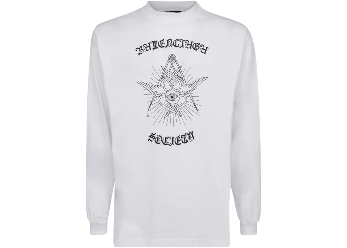 Balenciaga Free Your Mind Longsleeve T-Shirt White/Black/Red - vue secondaire A