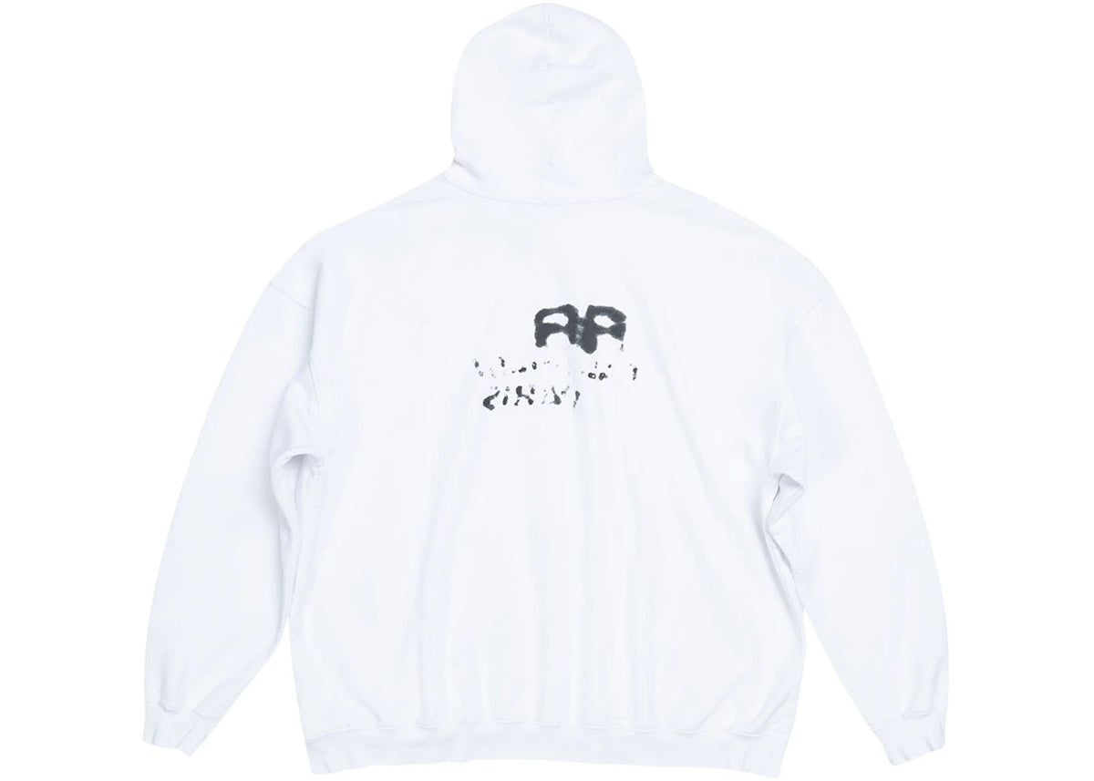 Balenciaga Hand Drawn BB Icon Large Fit Hoodie White/Black - vue secondaire A