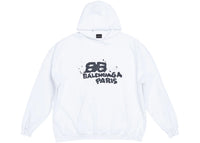 Balenciaga Hand Drawn BB Icon Large Fit Hoodie White/Black