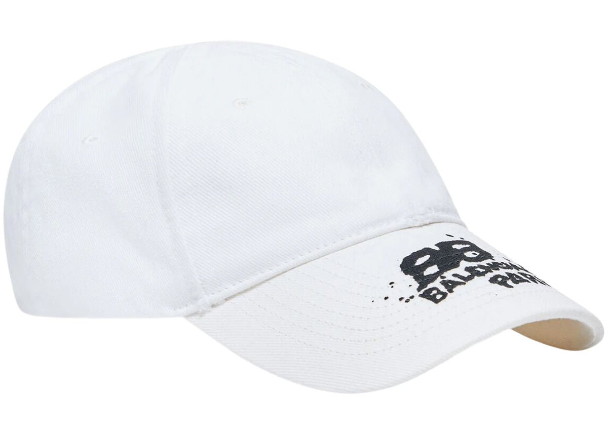 Balenciaga Hand Drawn BB Icon Velcro Tab Baseball Cap White/Black - vue secondaire B