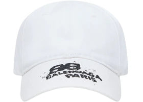 Balenciaga Hand Drawn BB Icon Velcro Tab Baseball Cap White/Black - vue 360