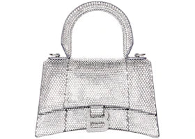 Balenciaga Hourglass Handbag XS Rhinestone Grey - vue 360