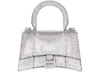 Balenciaga Hourglass Handbag XS Rhinestone Grey