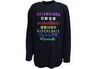 Balenciaga Languages X Large Fit Longsleeve T-Shirt Black/Multi