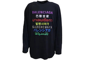 Balenciaga Languages X Large Fit Longsleeve T-Shirt Black/Multi