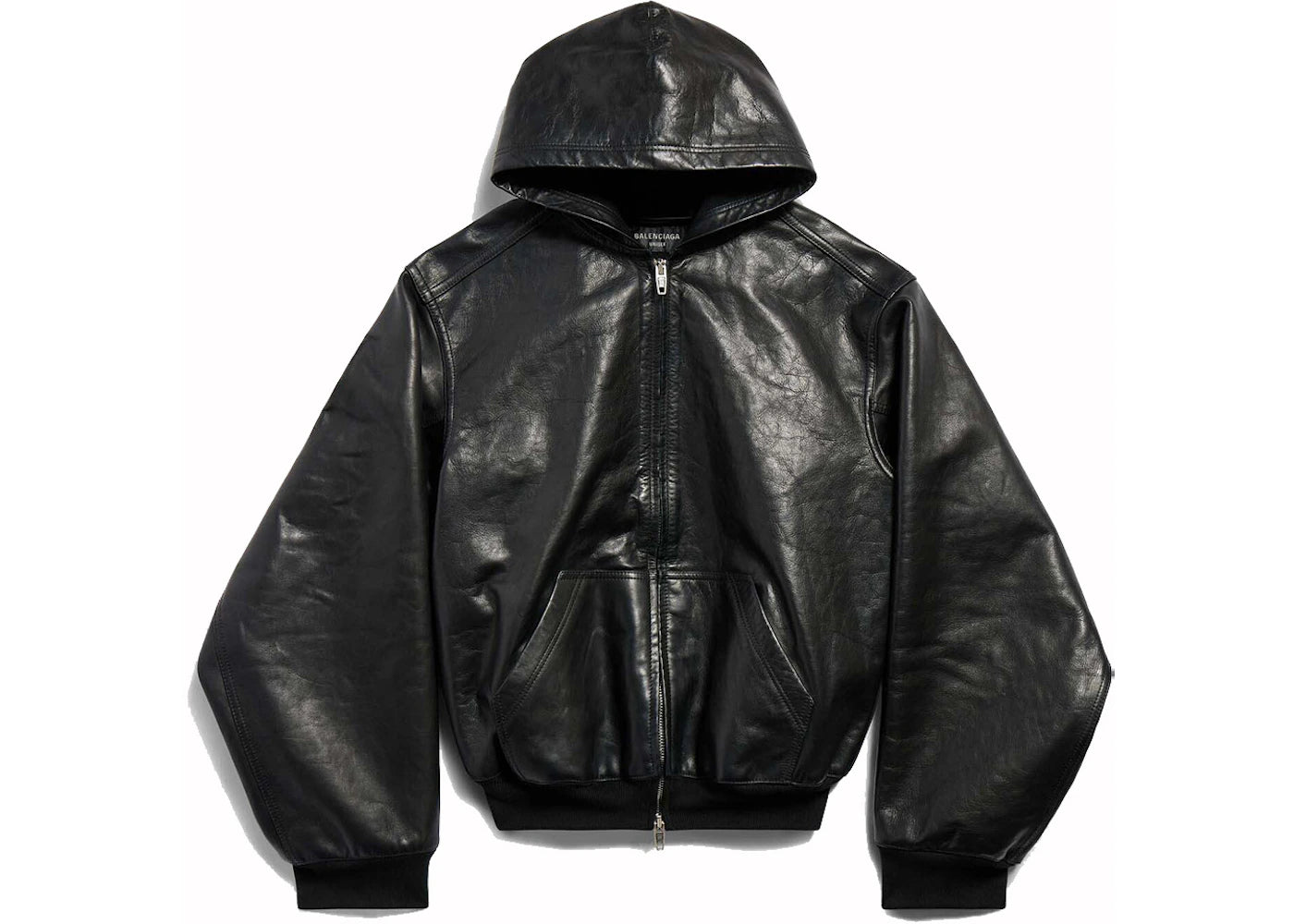 Balenciaga Lined Zip-Up Large Fit Hoodie Black - vue secondaire A
